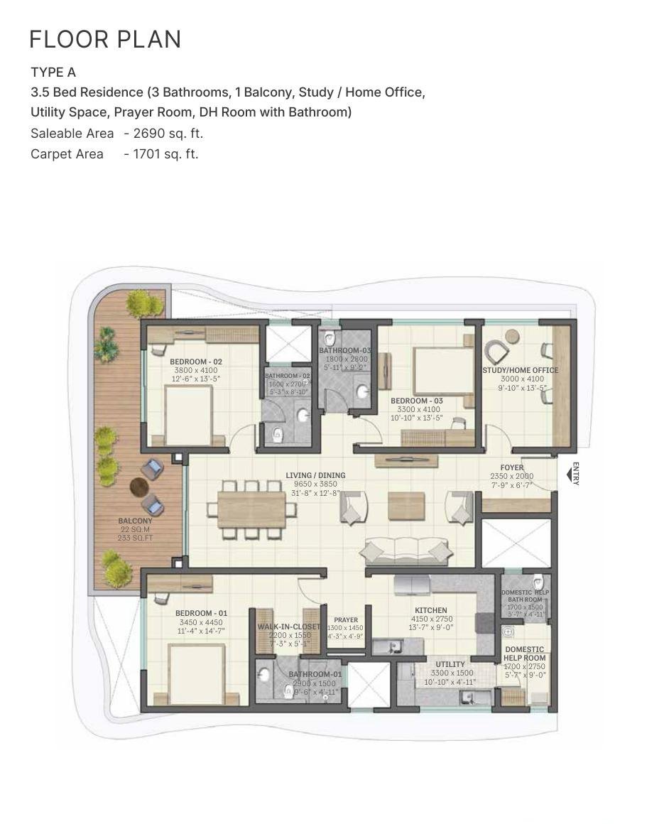 SOBHA Waterfront Somajiguda Hyderabad: Luxury 3.5 & 4 BHK Lake-View Homes — floor plan preview