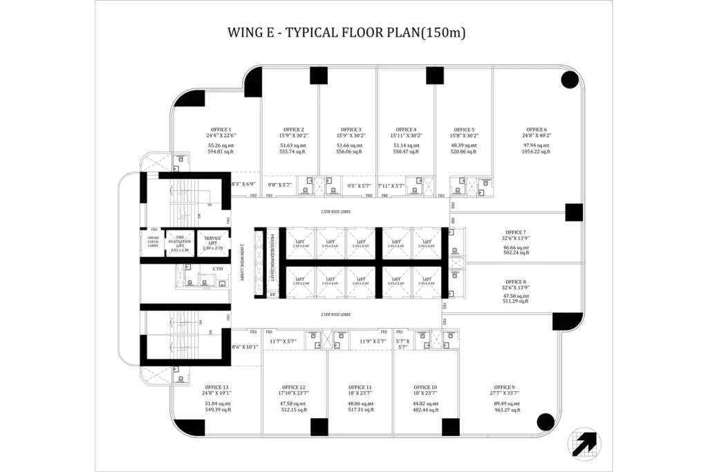 Wing E – Typical Floor Plan