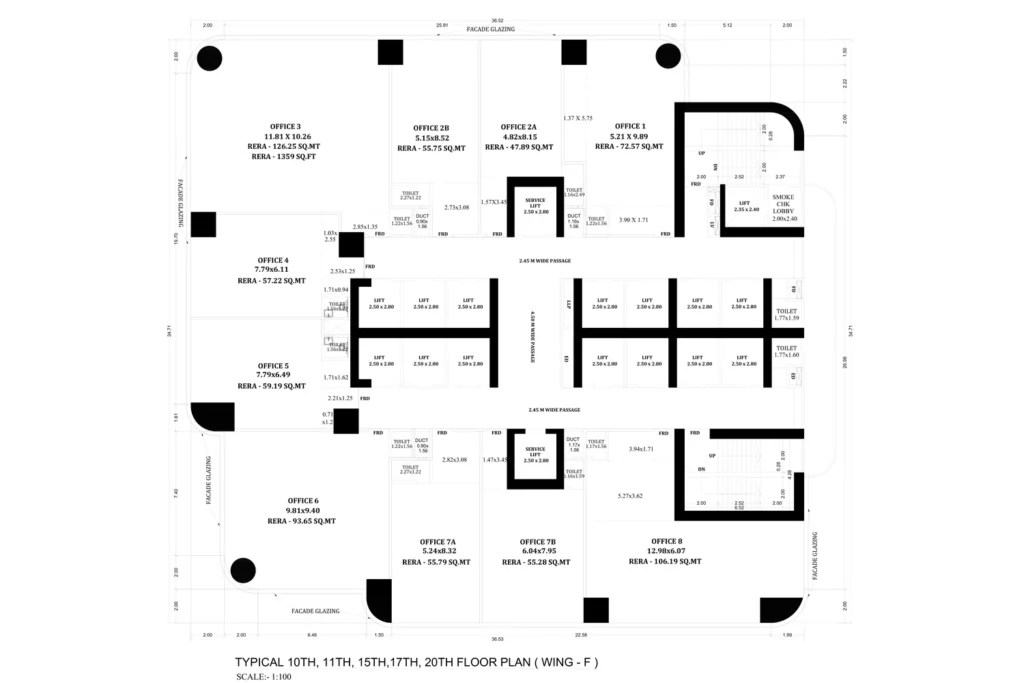 sejal Wing F – Typical Floor Plan (10th, 11th, 15th, 17th, 20th floors)
