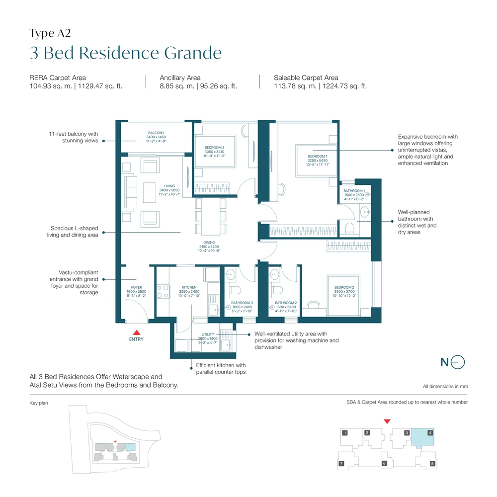 Type A2 – 3 BHK Grand