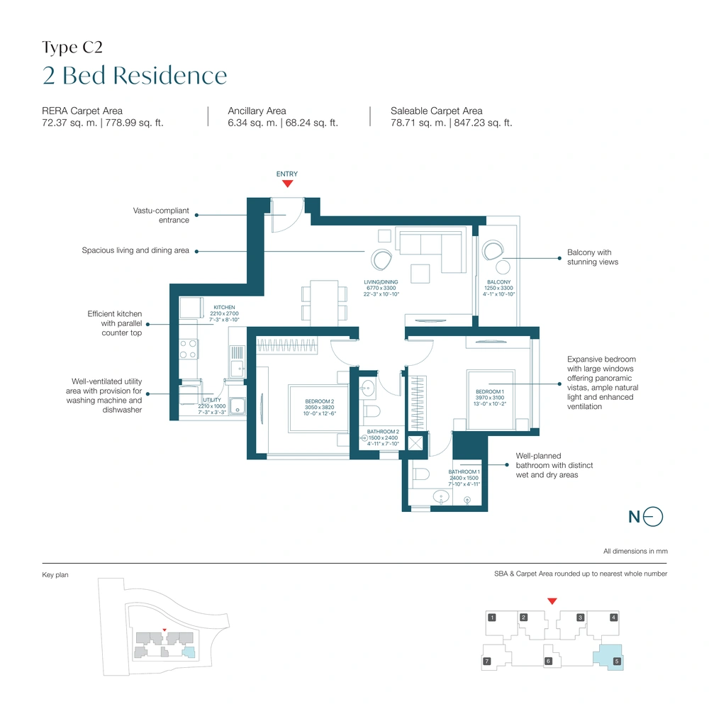 Type C2 – 2 BHK