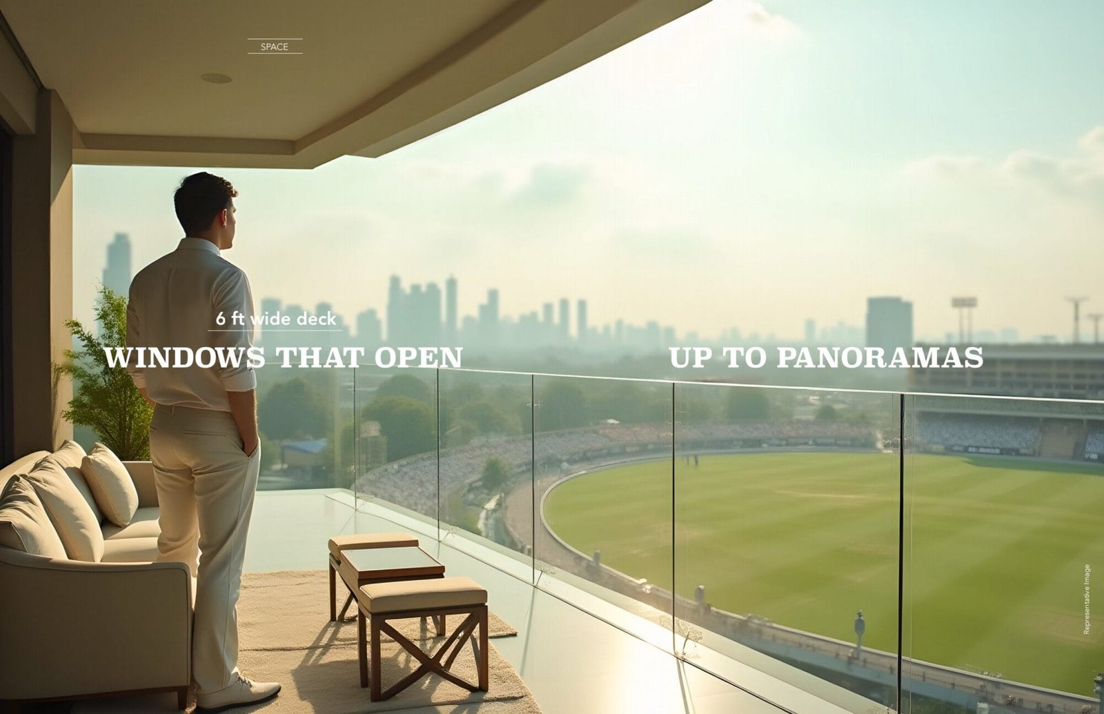 6 ft wide deck overlooking the MIG Cricket Club at Agami Legends (representative image)