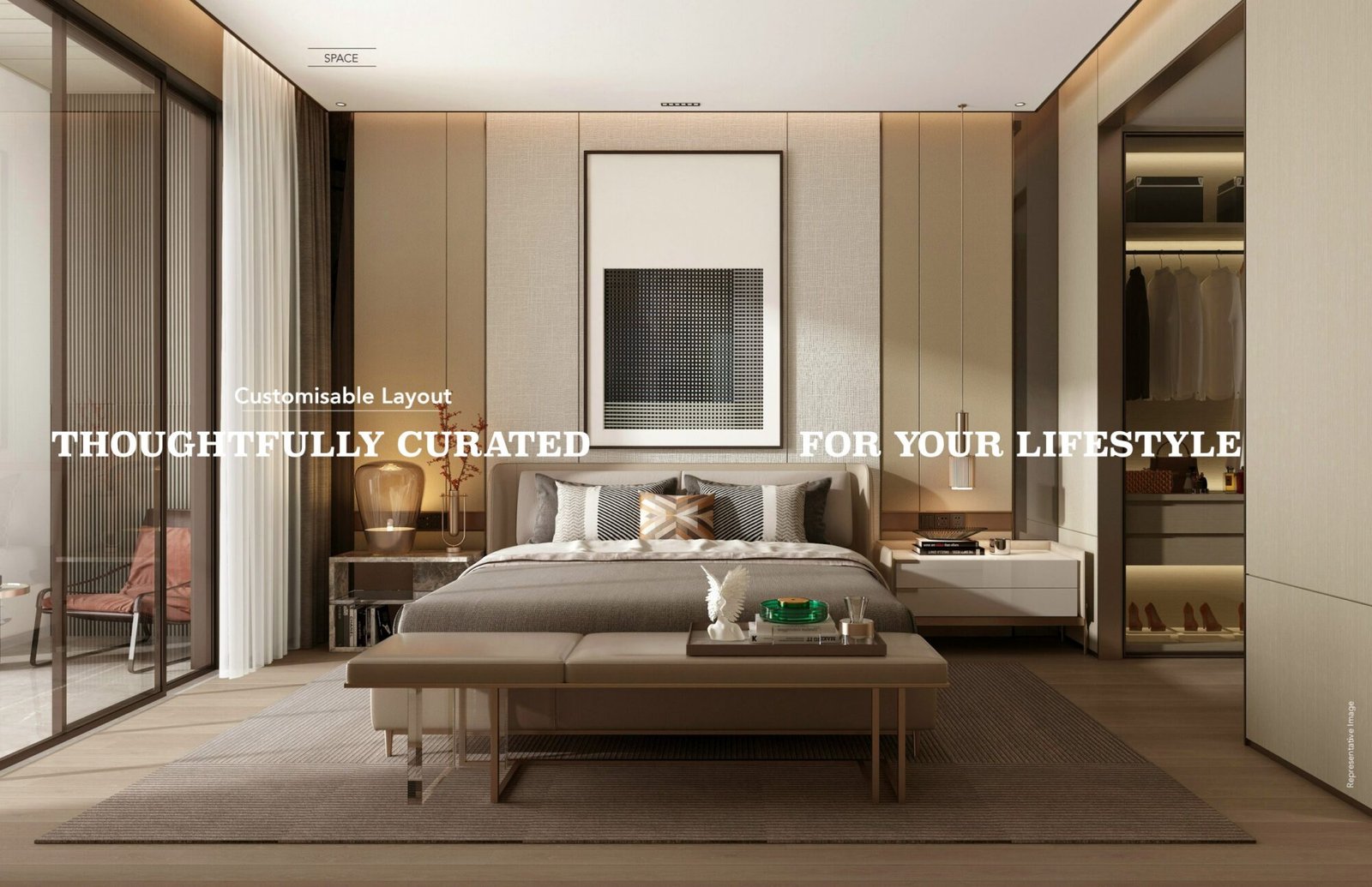 Bedroom with walk-in wardrobe at Agami Legends (representative image)