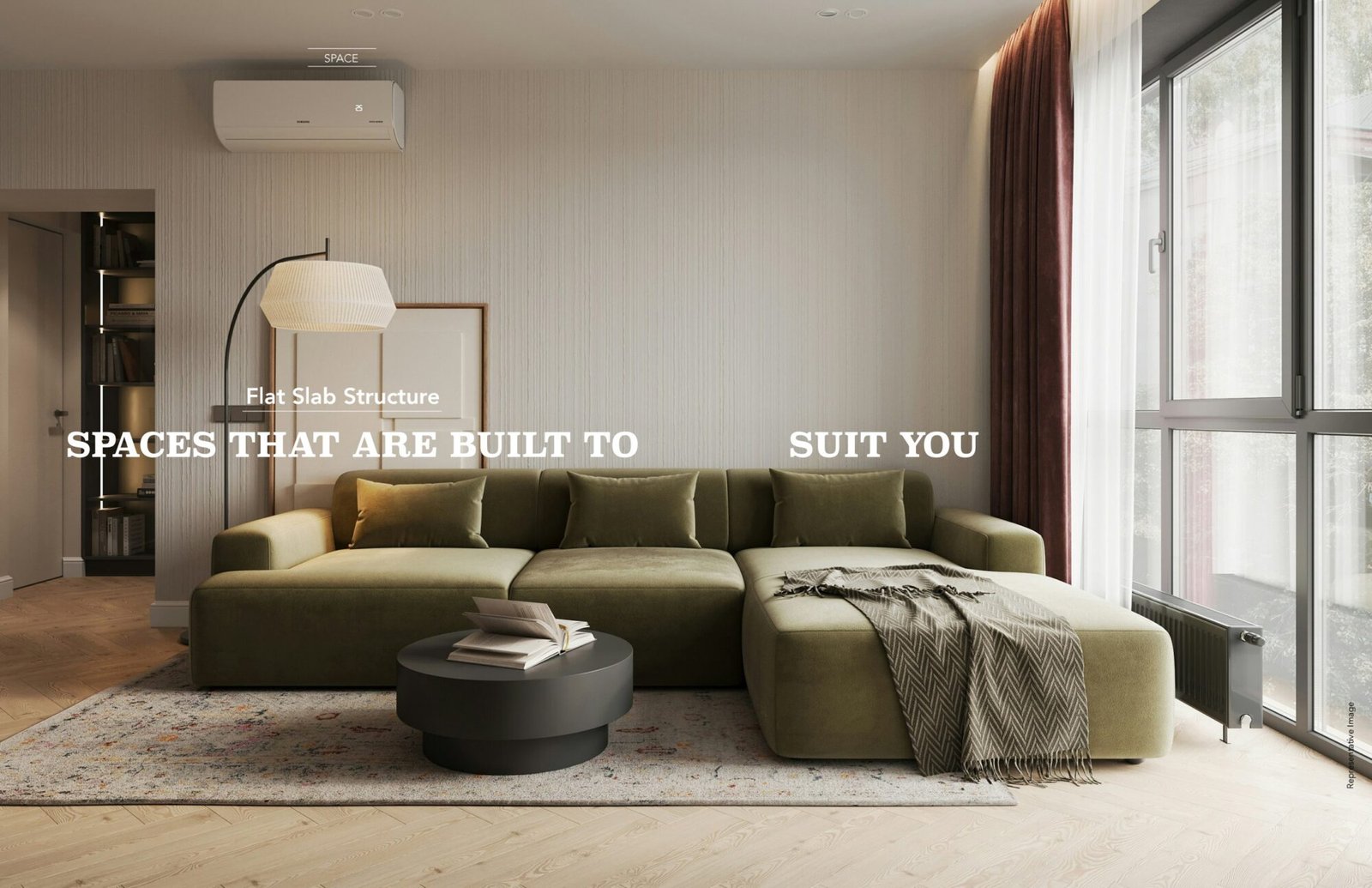 Flat-slab living room with customisable layout at Agami Legends (representative image)