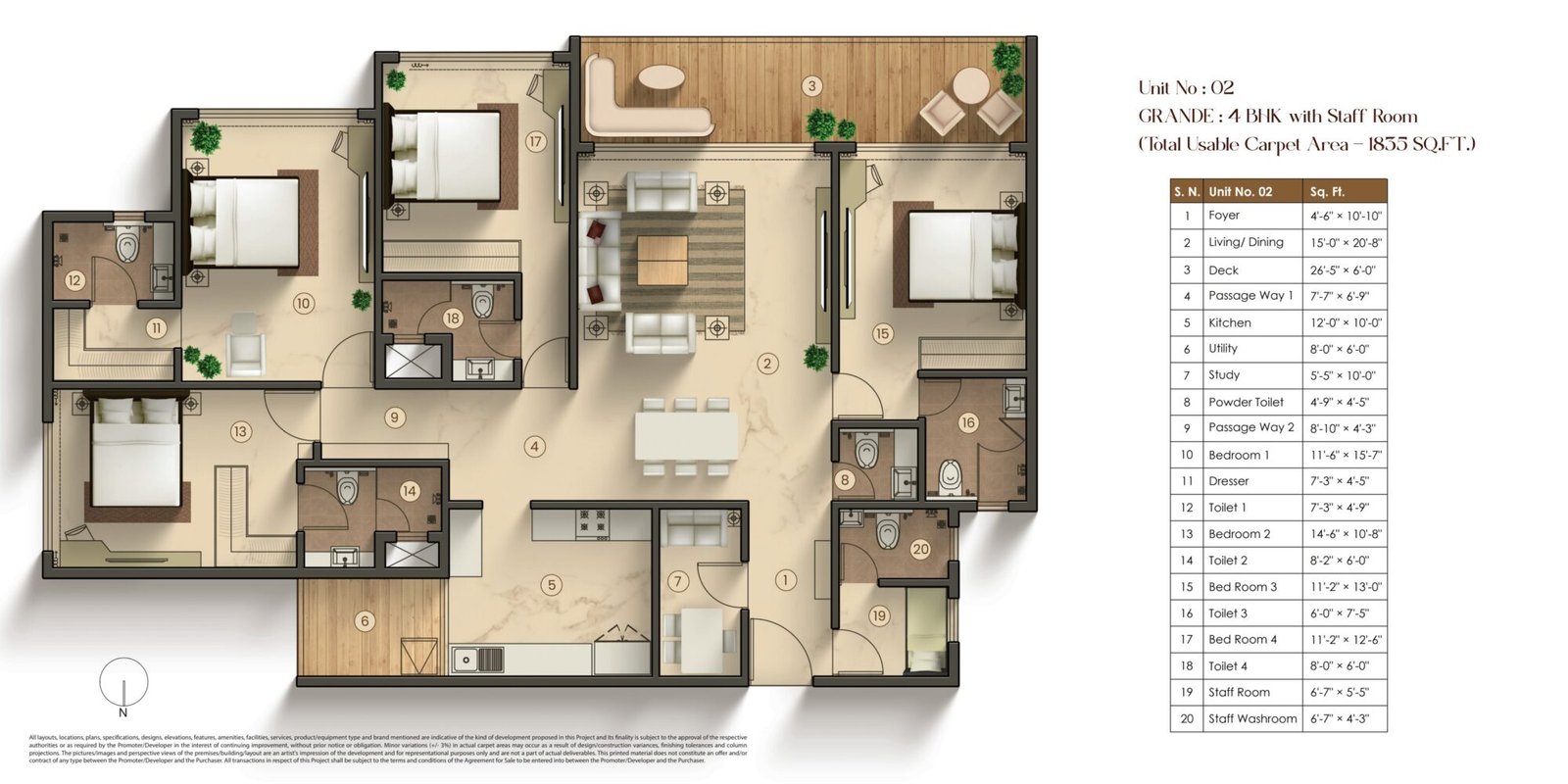 4 BHK Grande - 1835 sq ft