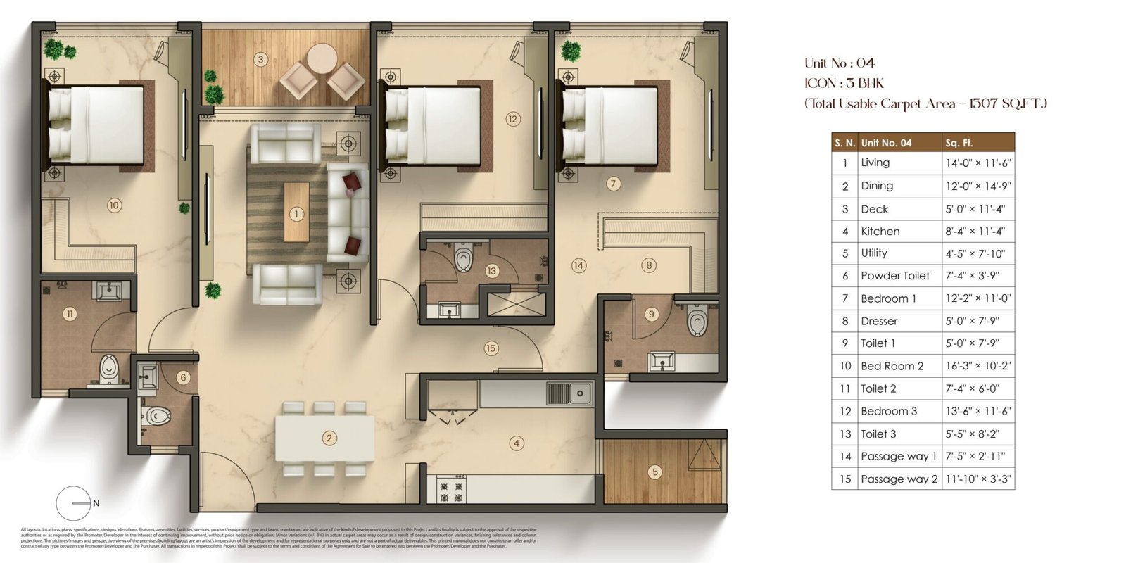 Agami Legends, Bandra East: 3 & 4 BHK Opposite MIG Cricket Club — floor plan preview