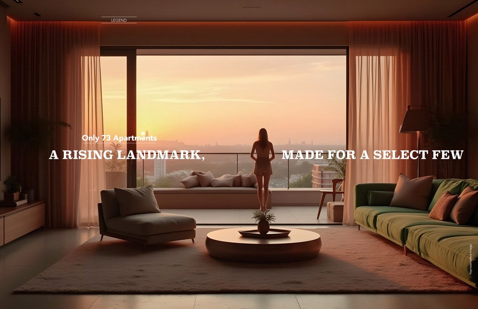 Living room with city view at Agami Legends (representative image)