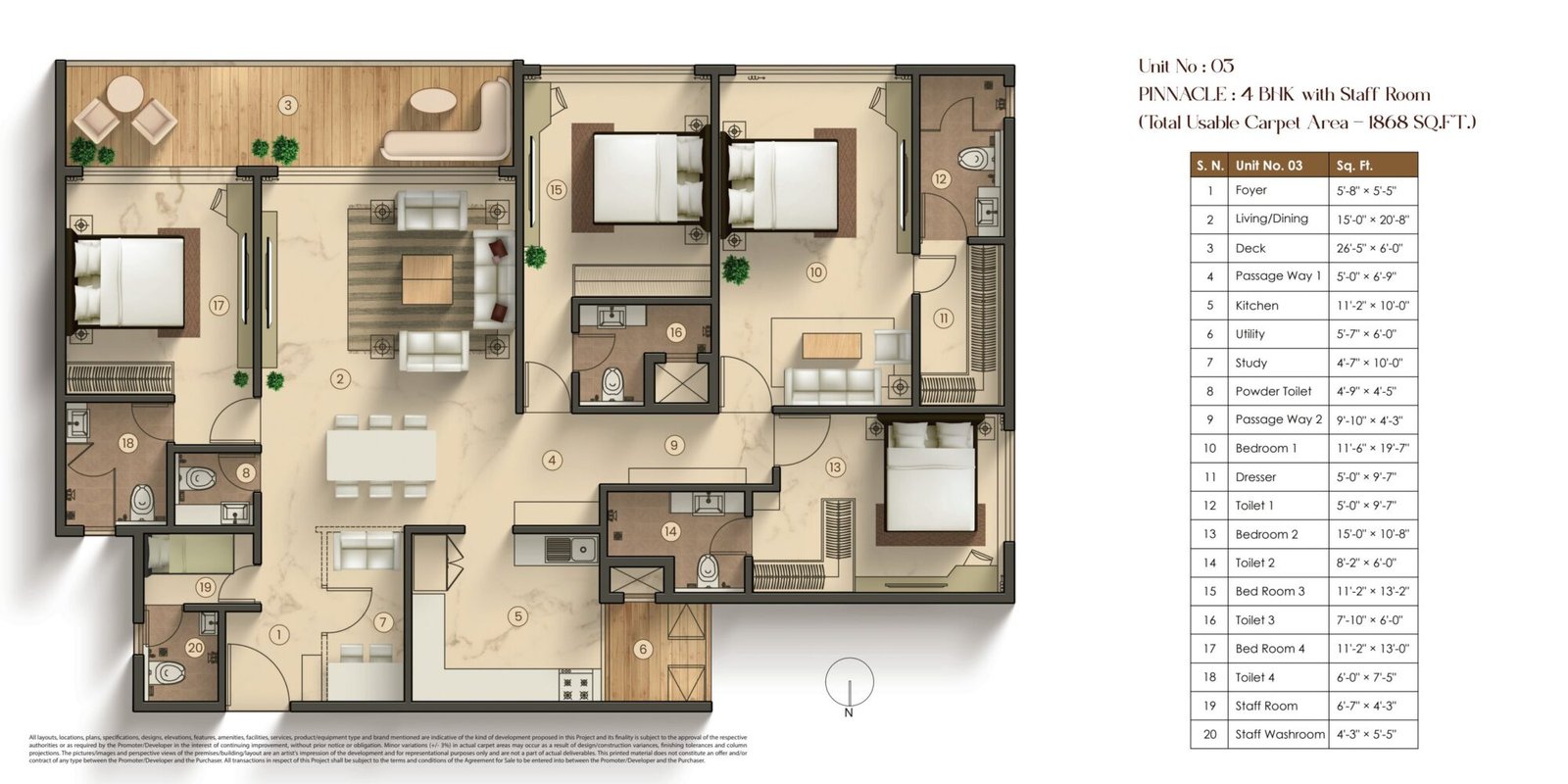 4 BHK Pinnacle - 1868 sq ft