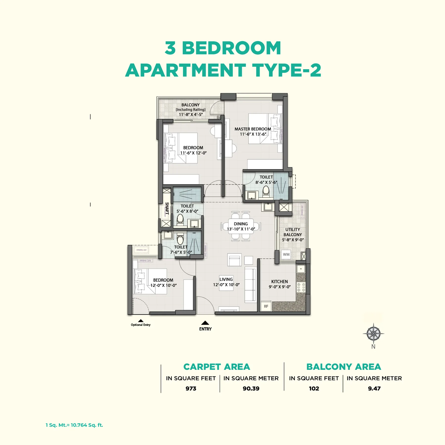 3 Bedroom – Type 2 (2+1)