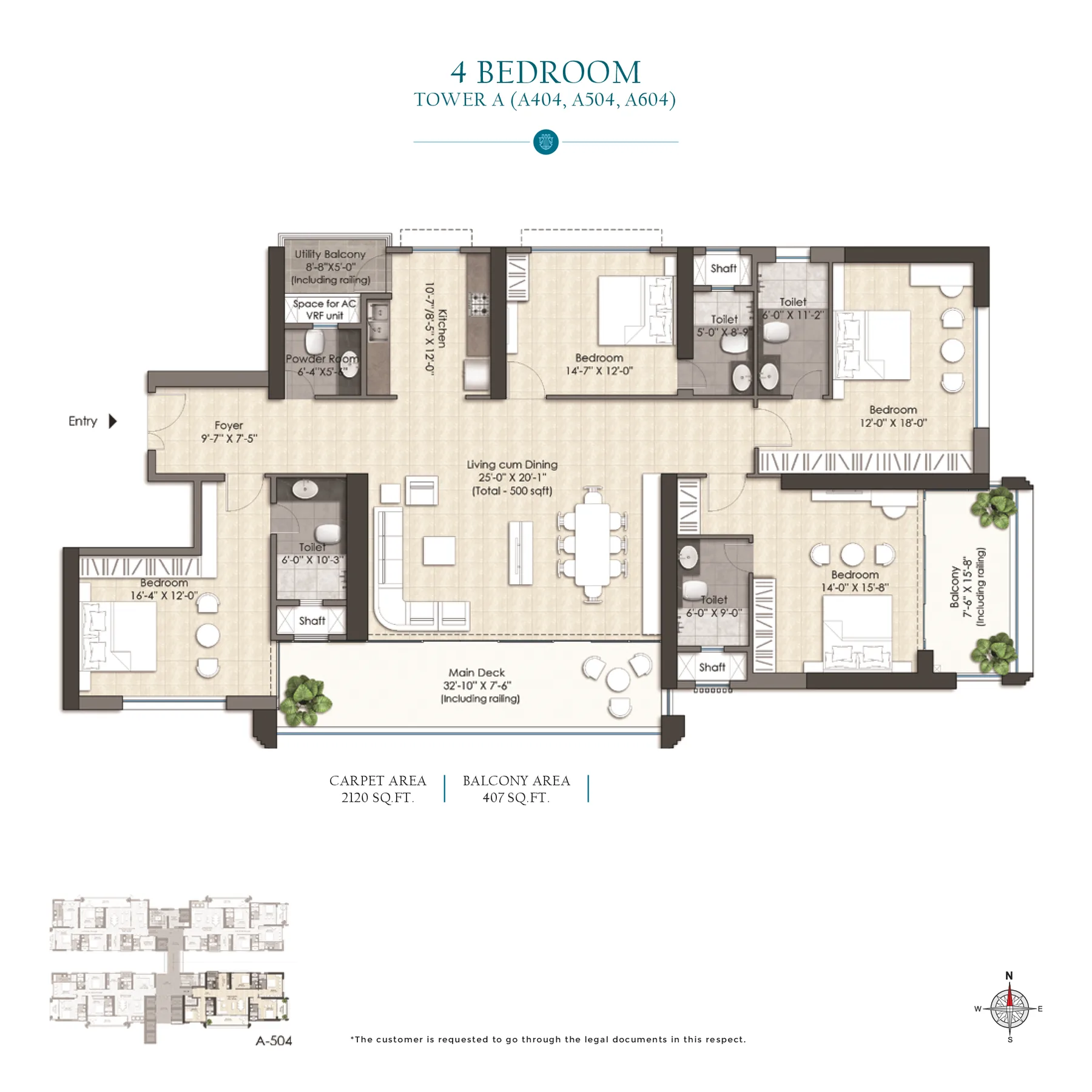 4 Bedroom (Tower A: A404, A504, A604)