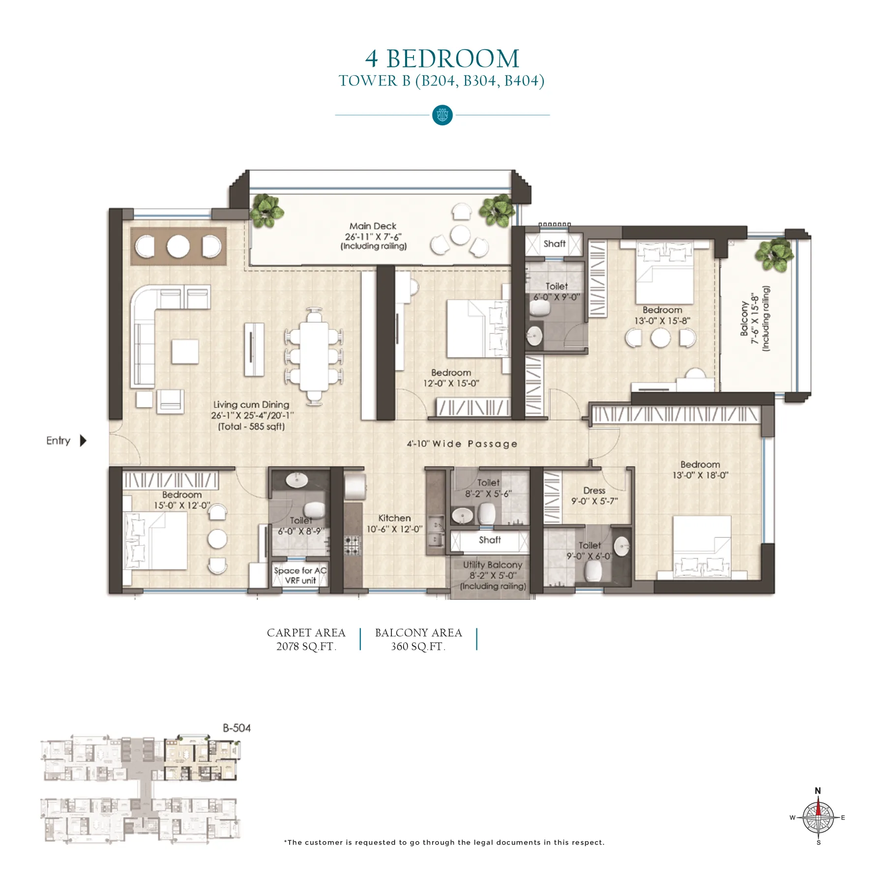4 Bedroom (Tower B: B204, B304, B404)