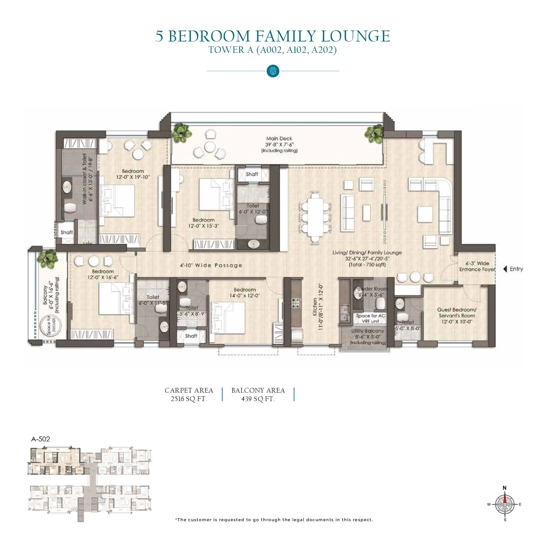 5 Bedroom + Family Lounge (Tower A: A002, A102, A202)