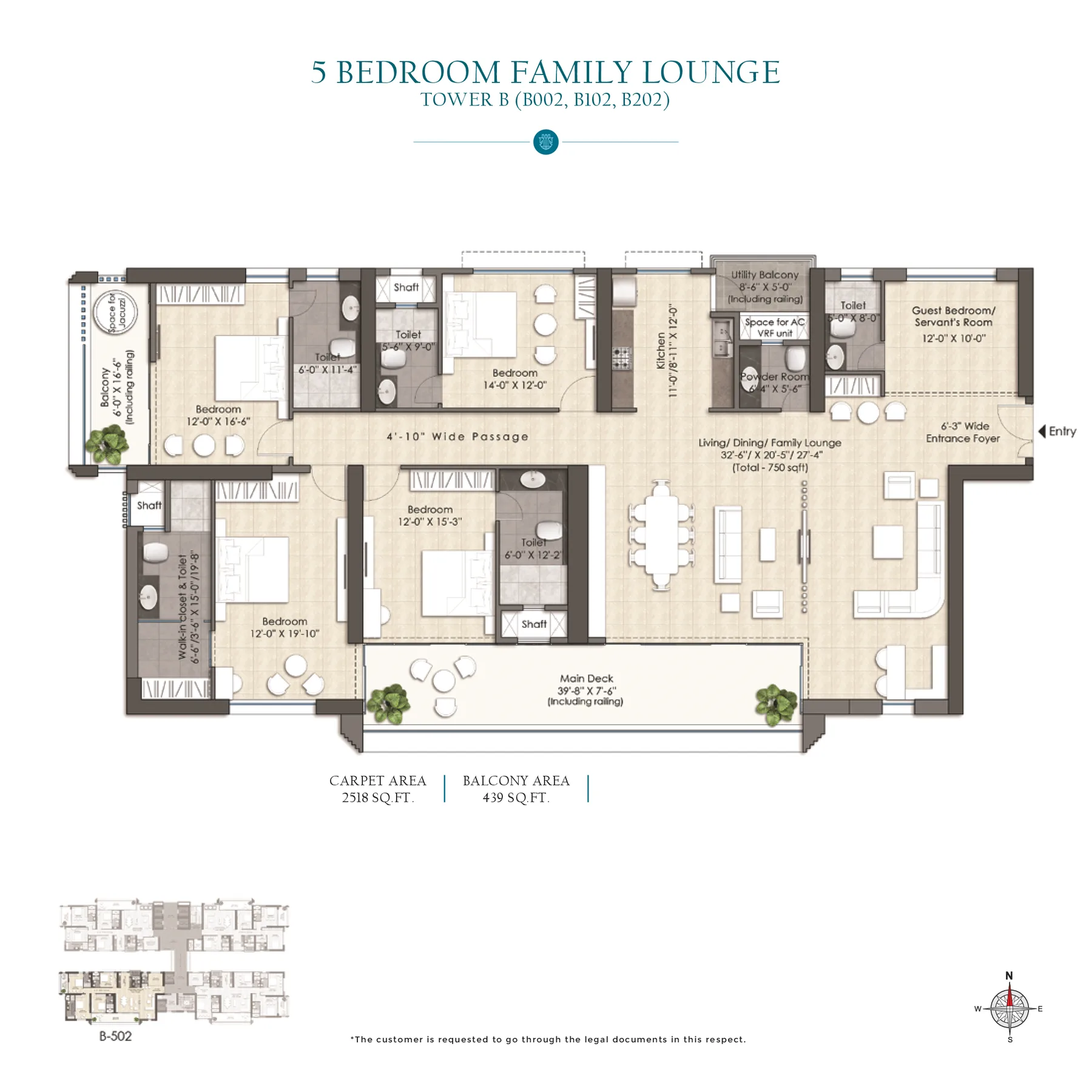 5 Bedroom + Family Lounge (Tower B: B002, B102, B202)