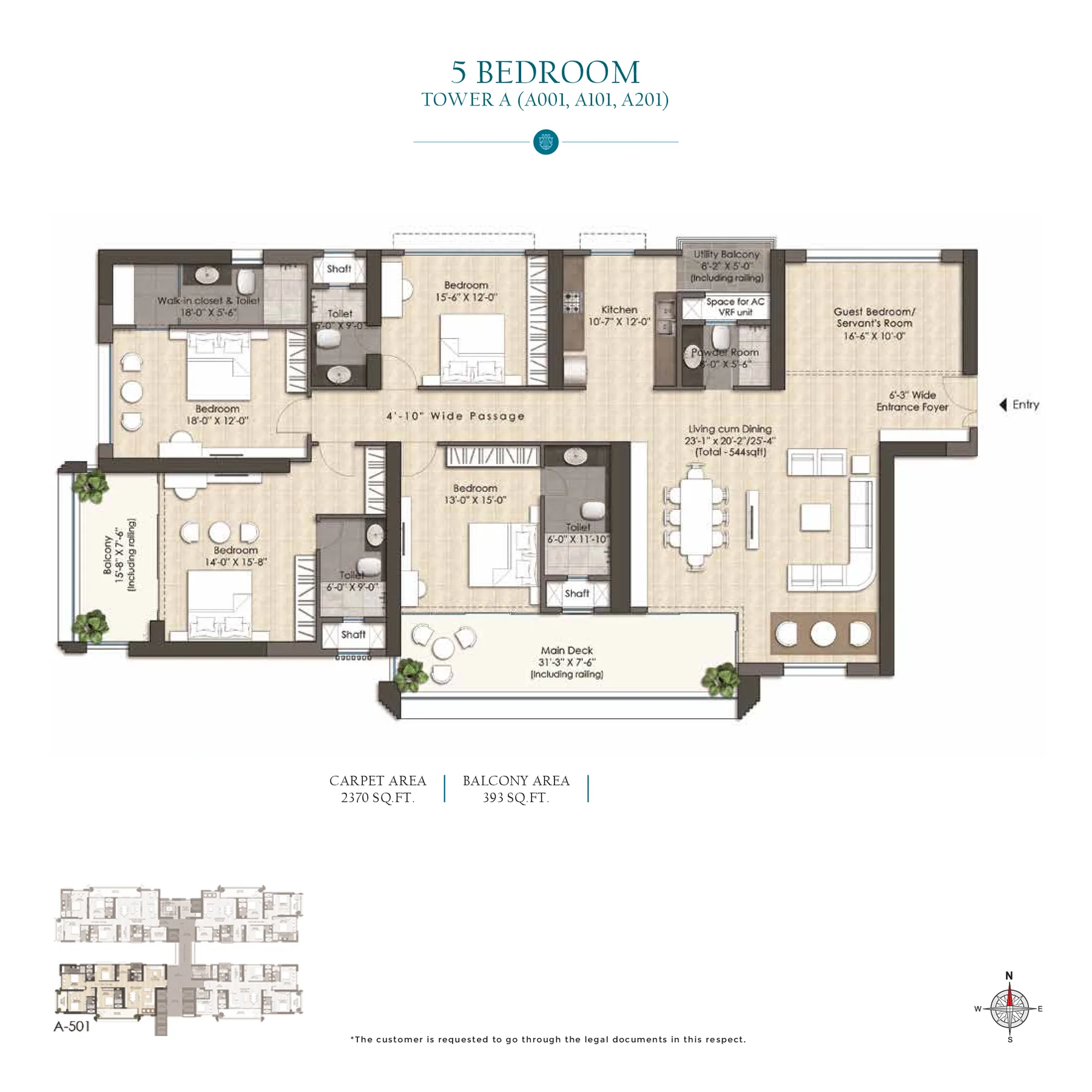 5 Bedroom (Tower A: A001, A101, A201)