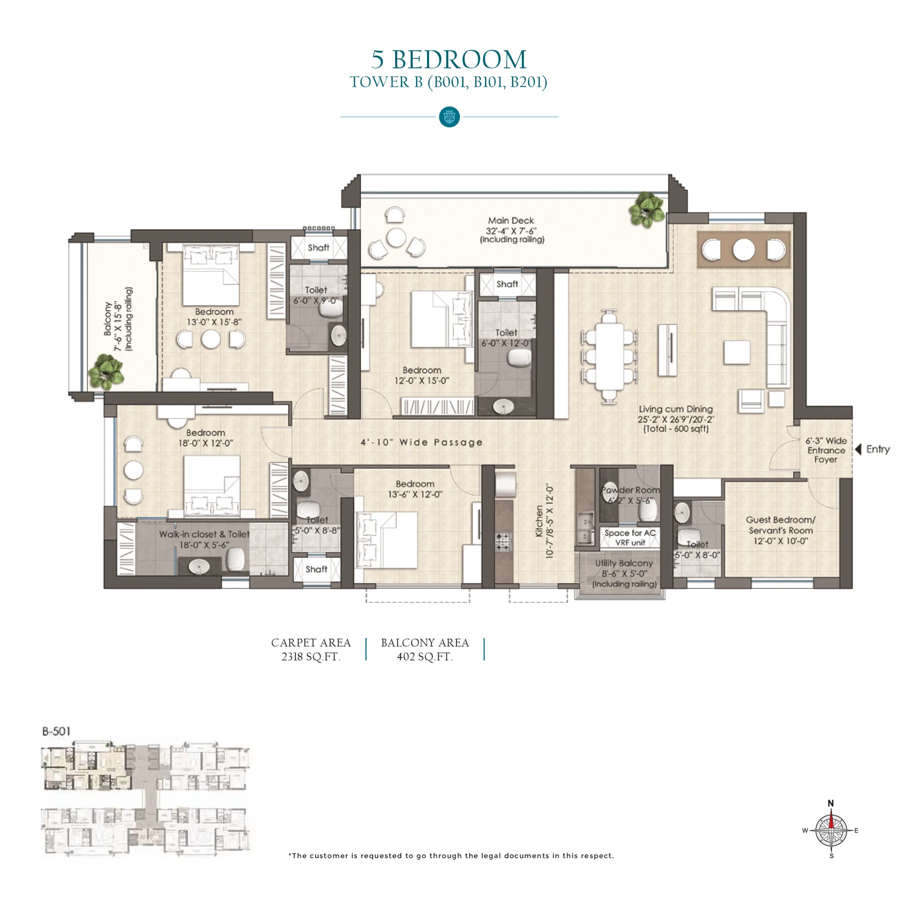 5 Bedroom (Tower B: B001, B101, B201)