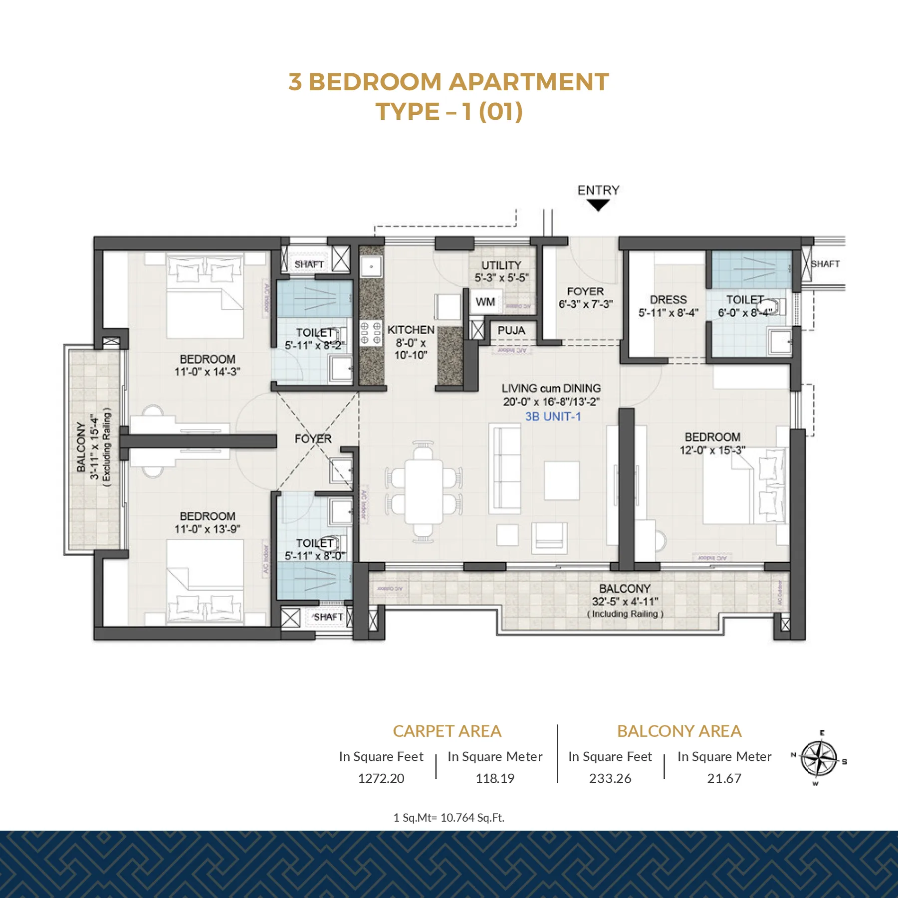 3 Bedroom – Type 1 (Flat 01)