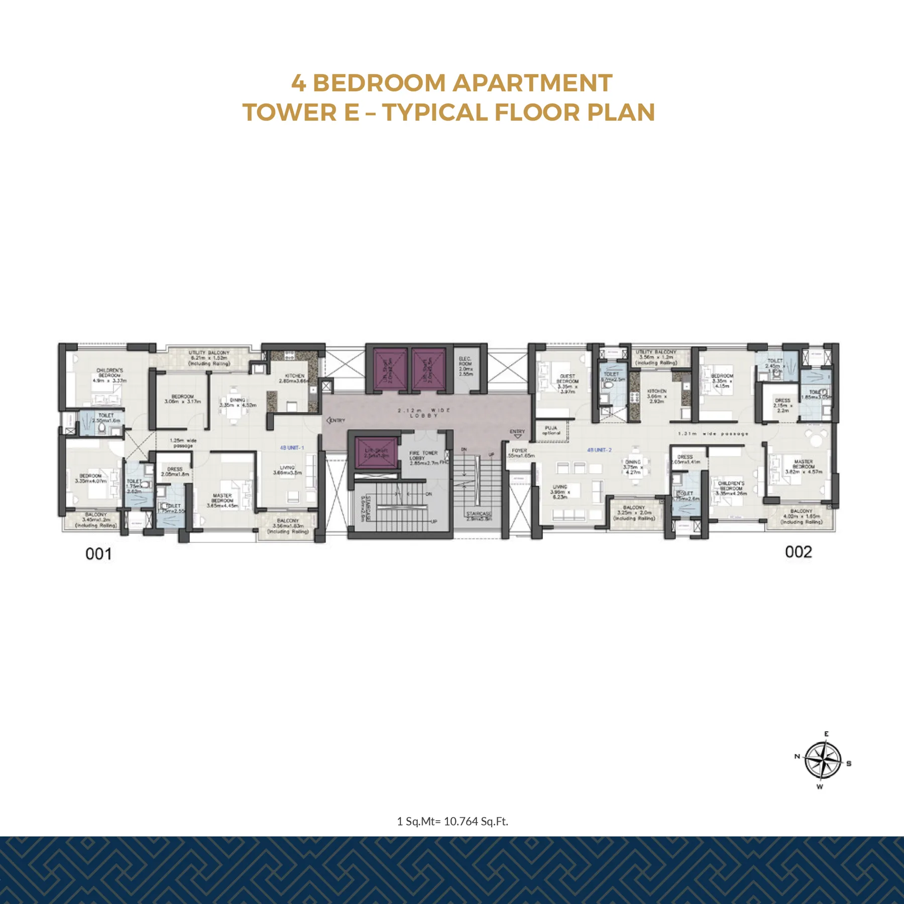 Tower E – Typical Floor Plan (4 Bedroom)