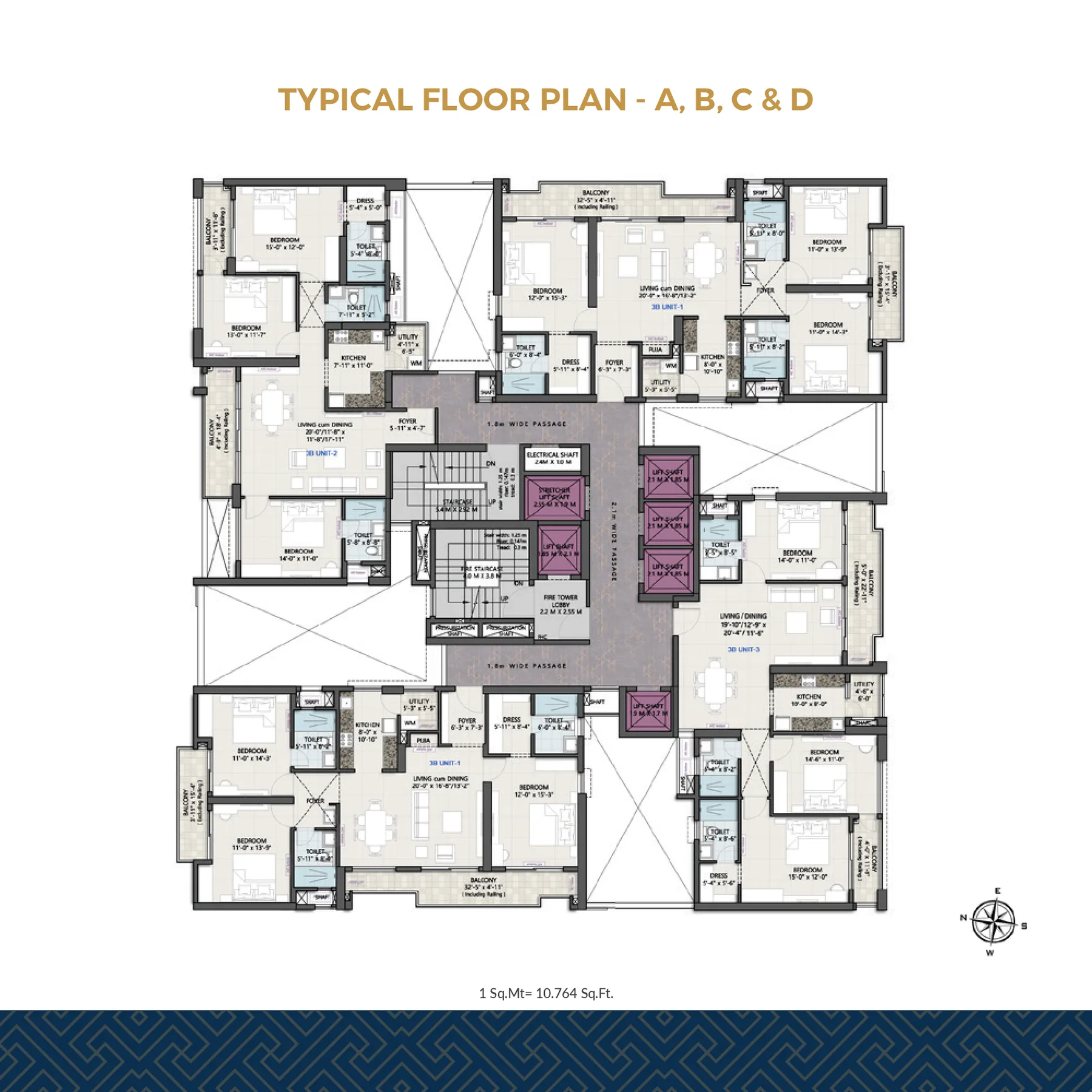 Typical Floor Plan – Towers A, B, C & D