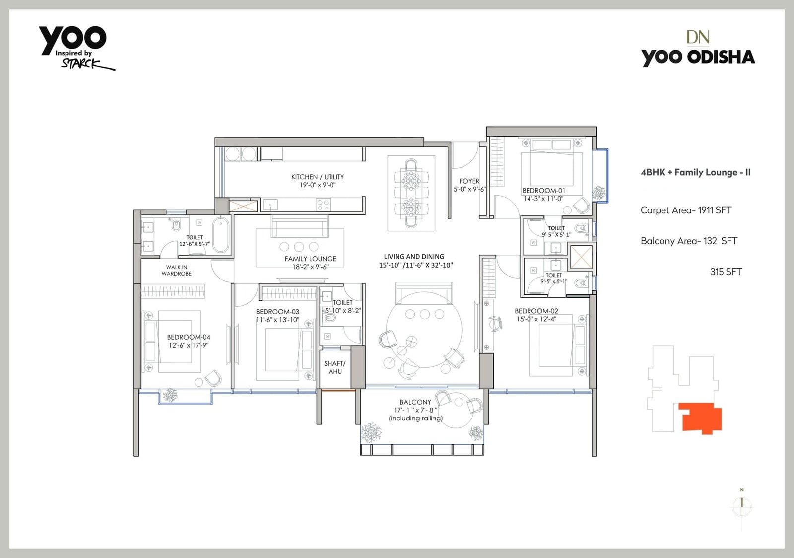4 BHK + Family Lounge – II (Tower A)