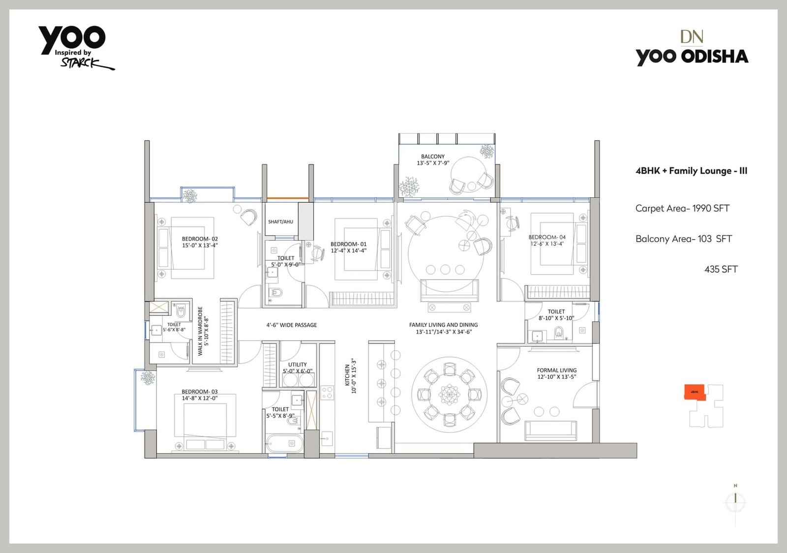 4 BHK + Family Lounge – III (Tower C)