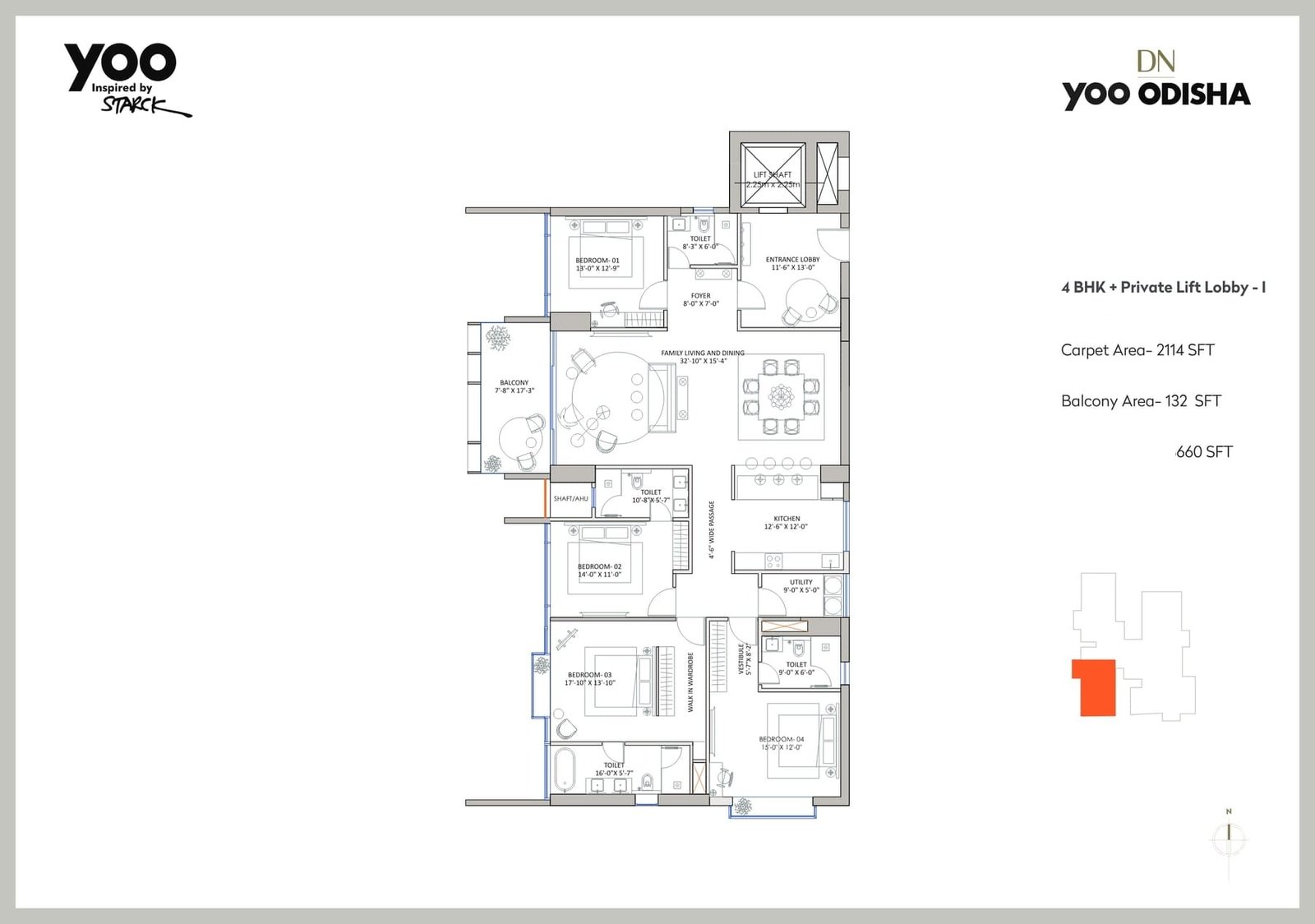 4 BHK + Private Lift Lobby – I (Tower A)