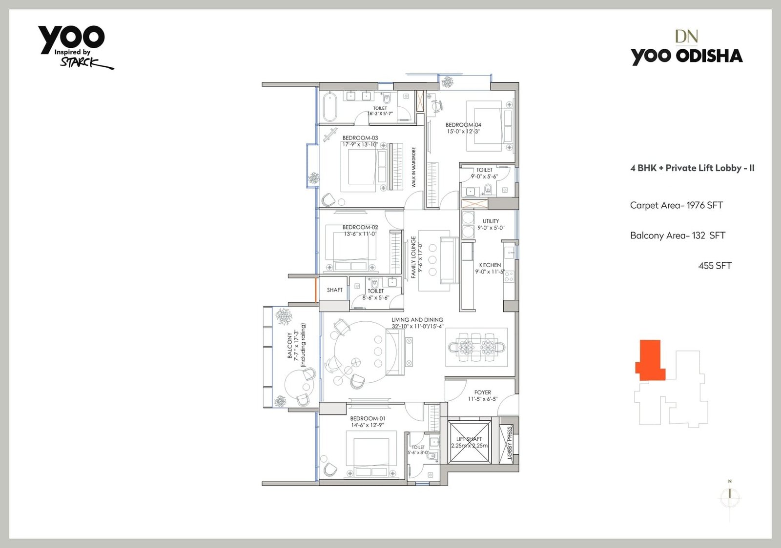 4 BHK + Private Lift Lobby – II (Tower A)