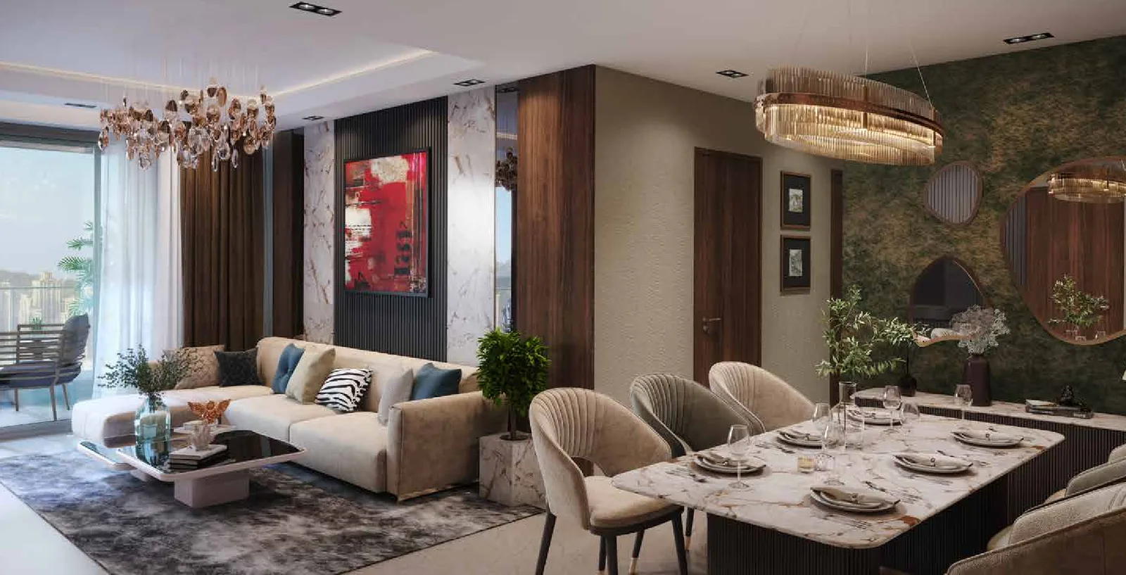 Hiranandani Empress Hill living and dining – artist's impression