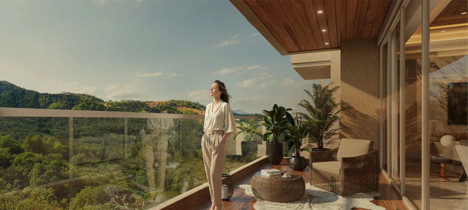 Hiranandani Rockside balcony with hill views – artist's impression