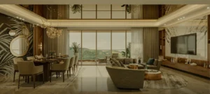 Hiranandani Rockside 4 BHK living and dining – artist's impression