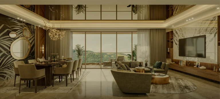 Hiranandani Rockside 4 BHK living and dining – artist's impression