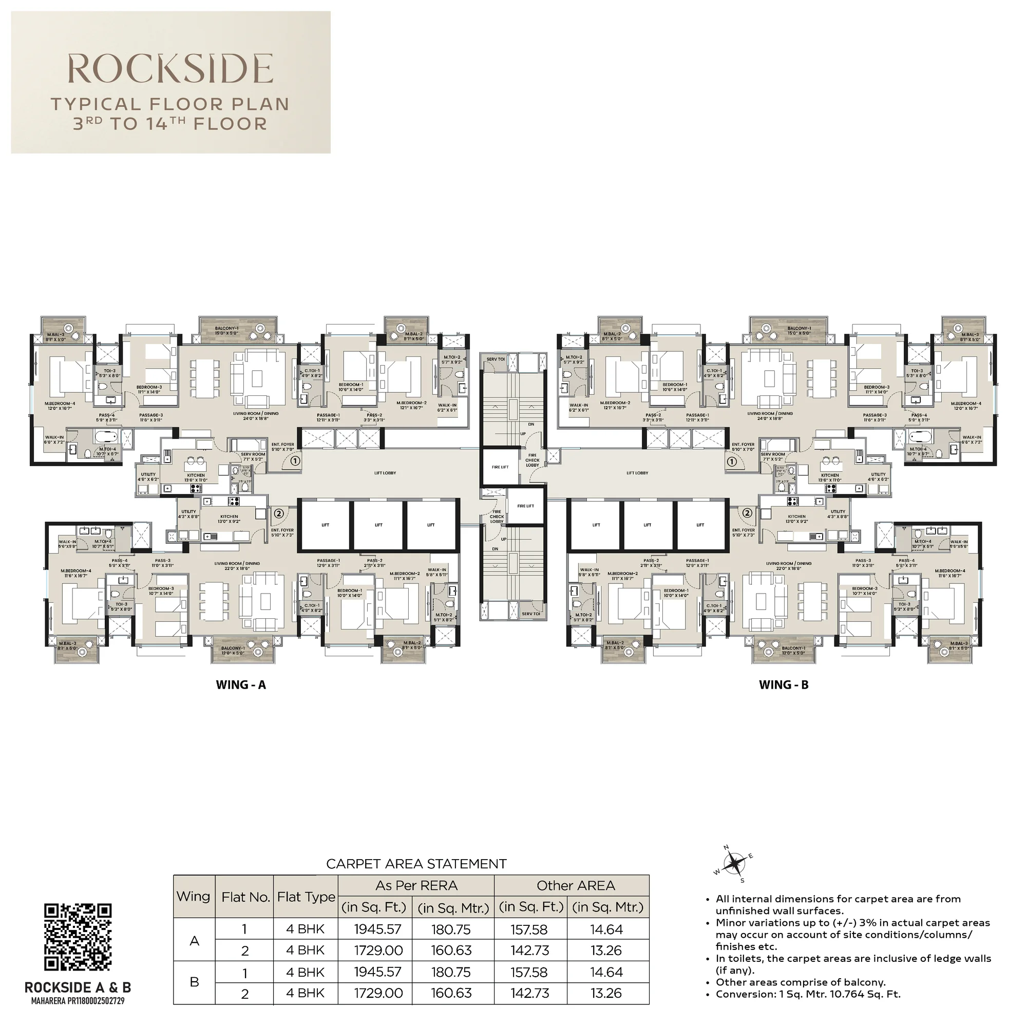 Hiranandani Rockside, Powai: 4 BHK Residences — floor plan preview