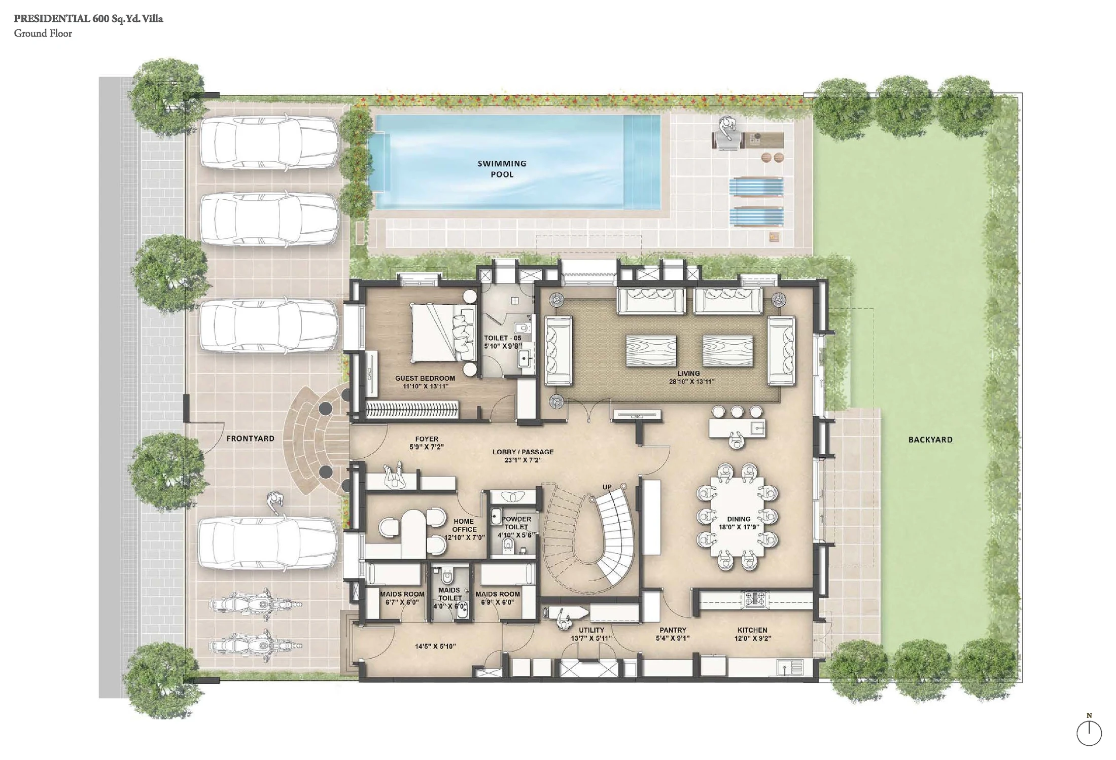 Presidential 600 sq. yd Villa — Ground Floor