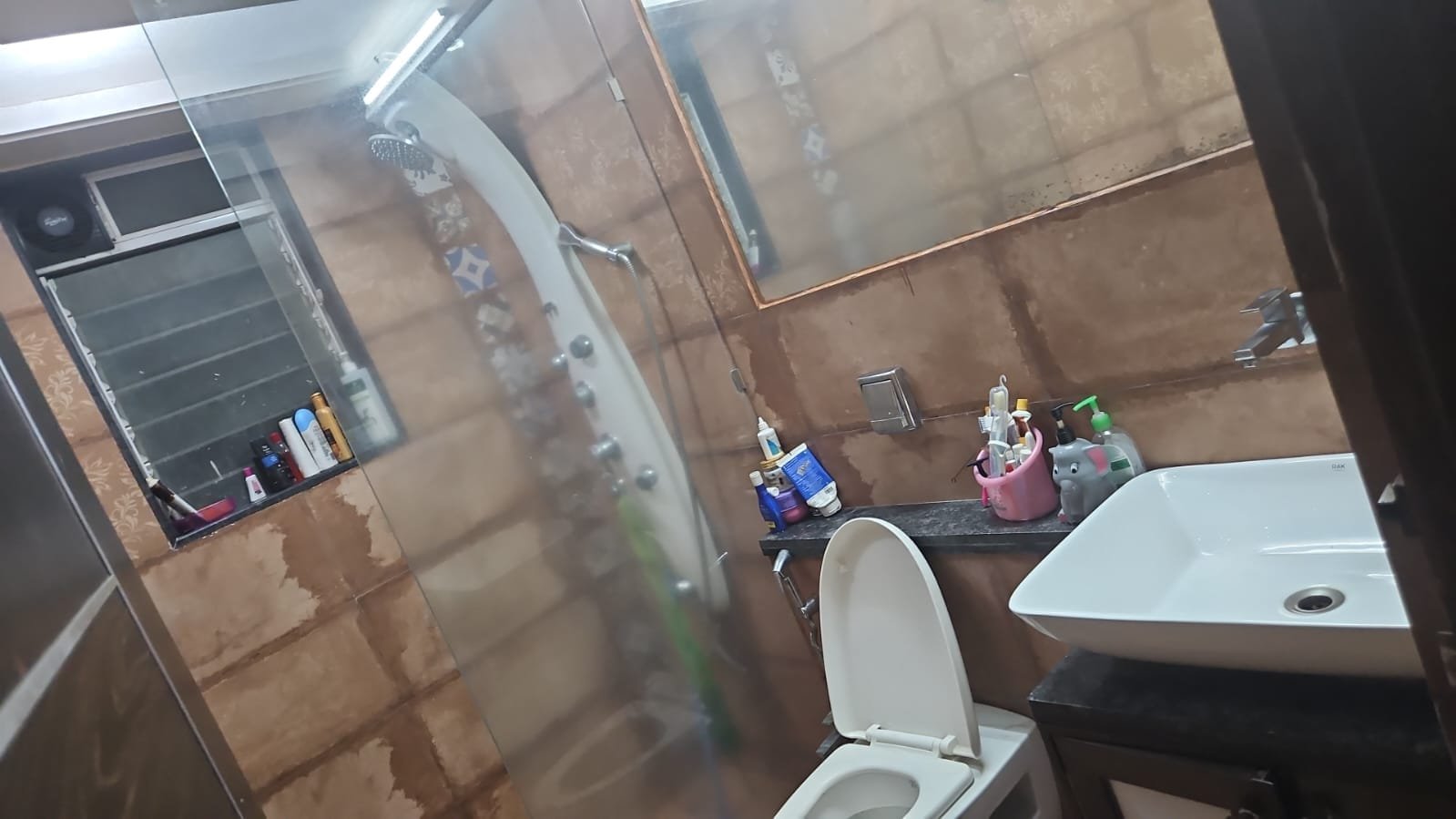 Bathroom with glass shower partition, Sai Mannat Kharghar