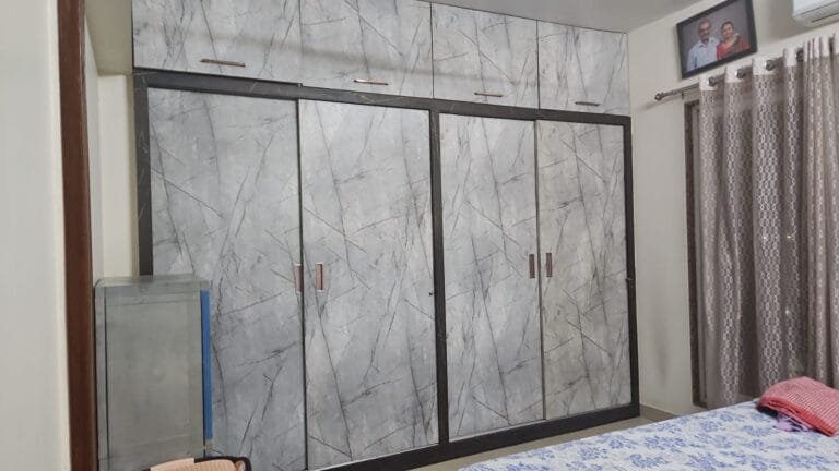 Bedroom with sliding wardrobe, Sai Mannat Kharghar 3 BHK