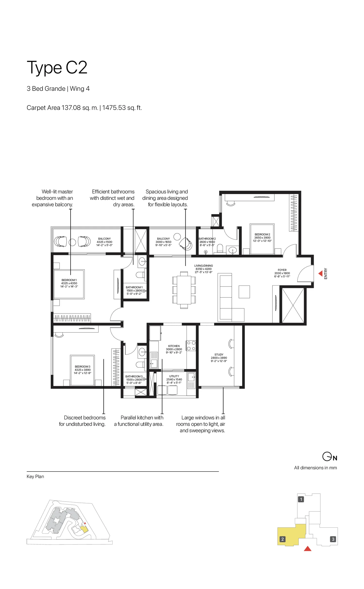 3 Bed Grande – Type C2 (Wing 4)