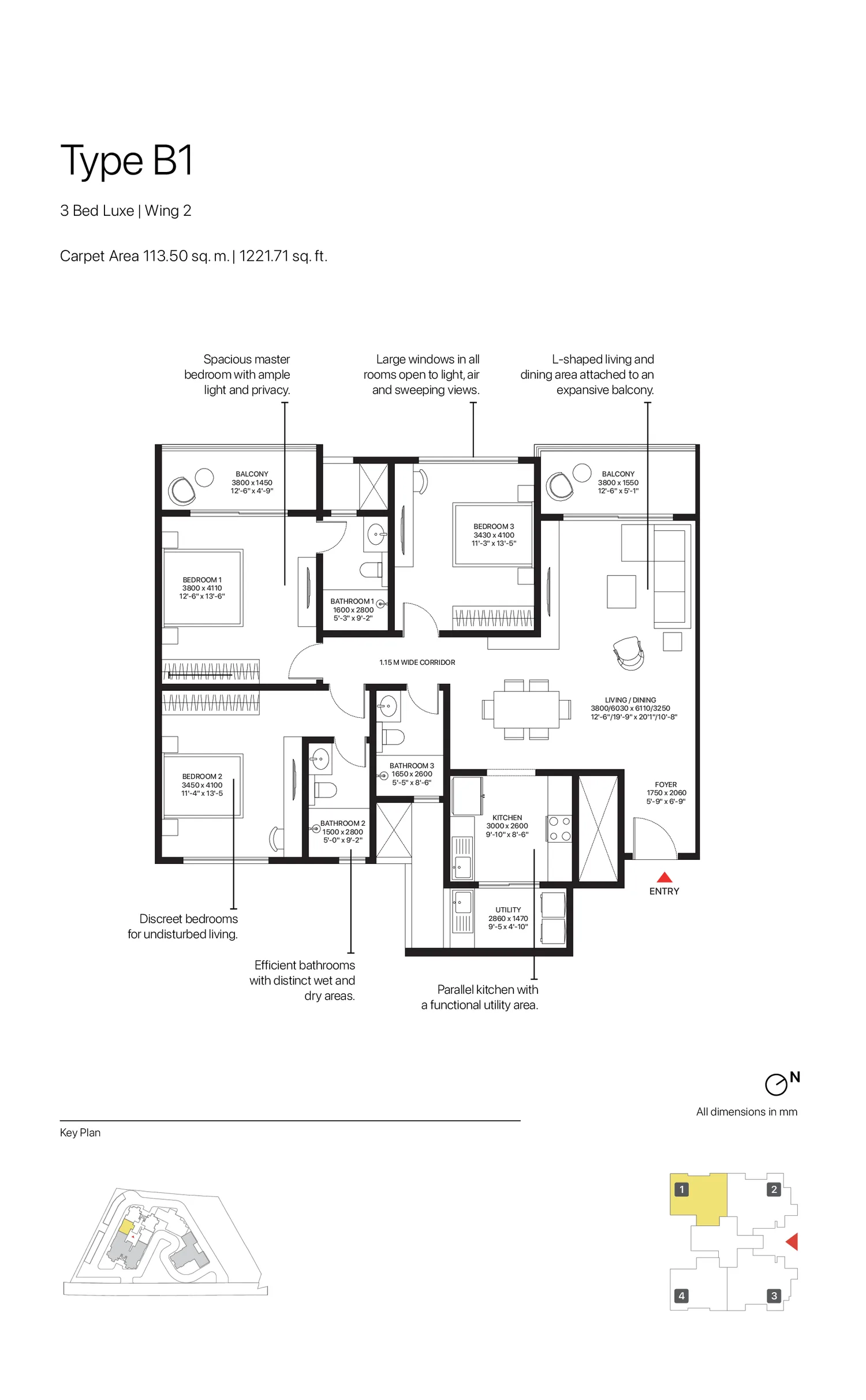 3 Bed Luxe – Type B1 (Wing 2)