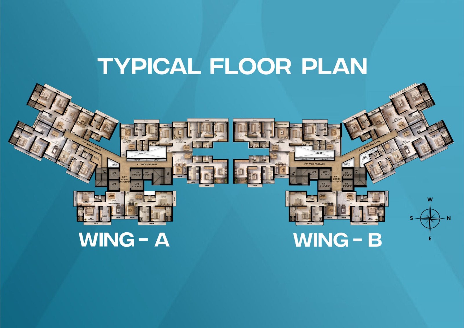 Walchand Park View typical floor plan, Wing A and Wing B