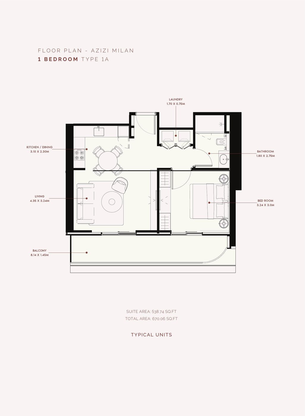 1 Bedroom – Type 1A