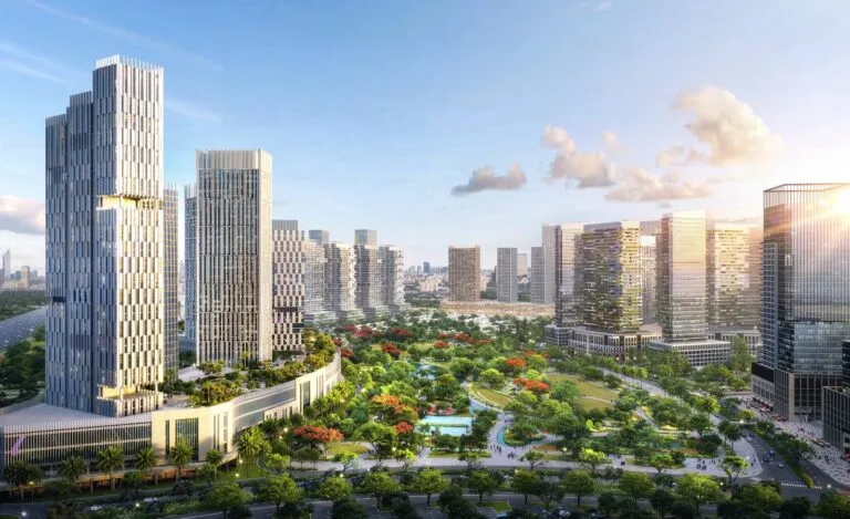Azizi Milan towers and community park, City of Arabia Dubai