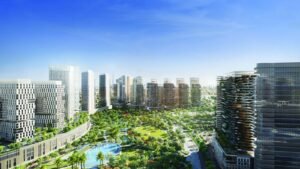 Azizi Milan towers with green roofs