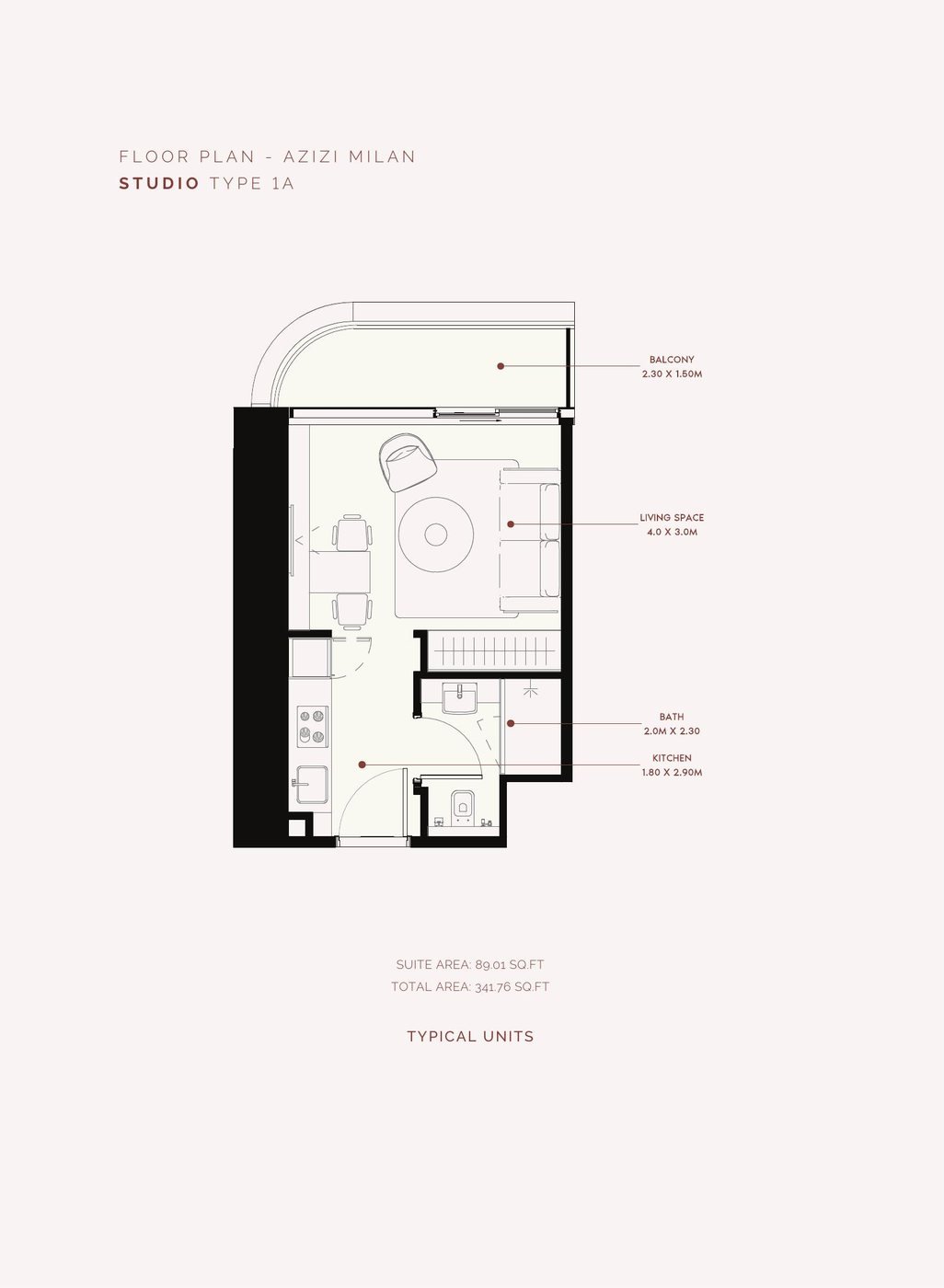 Azizi Milan Dubai: Luxury Apartments in City of Arabia, Dubailand — floor plan preview