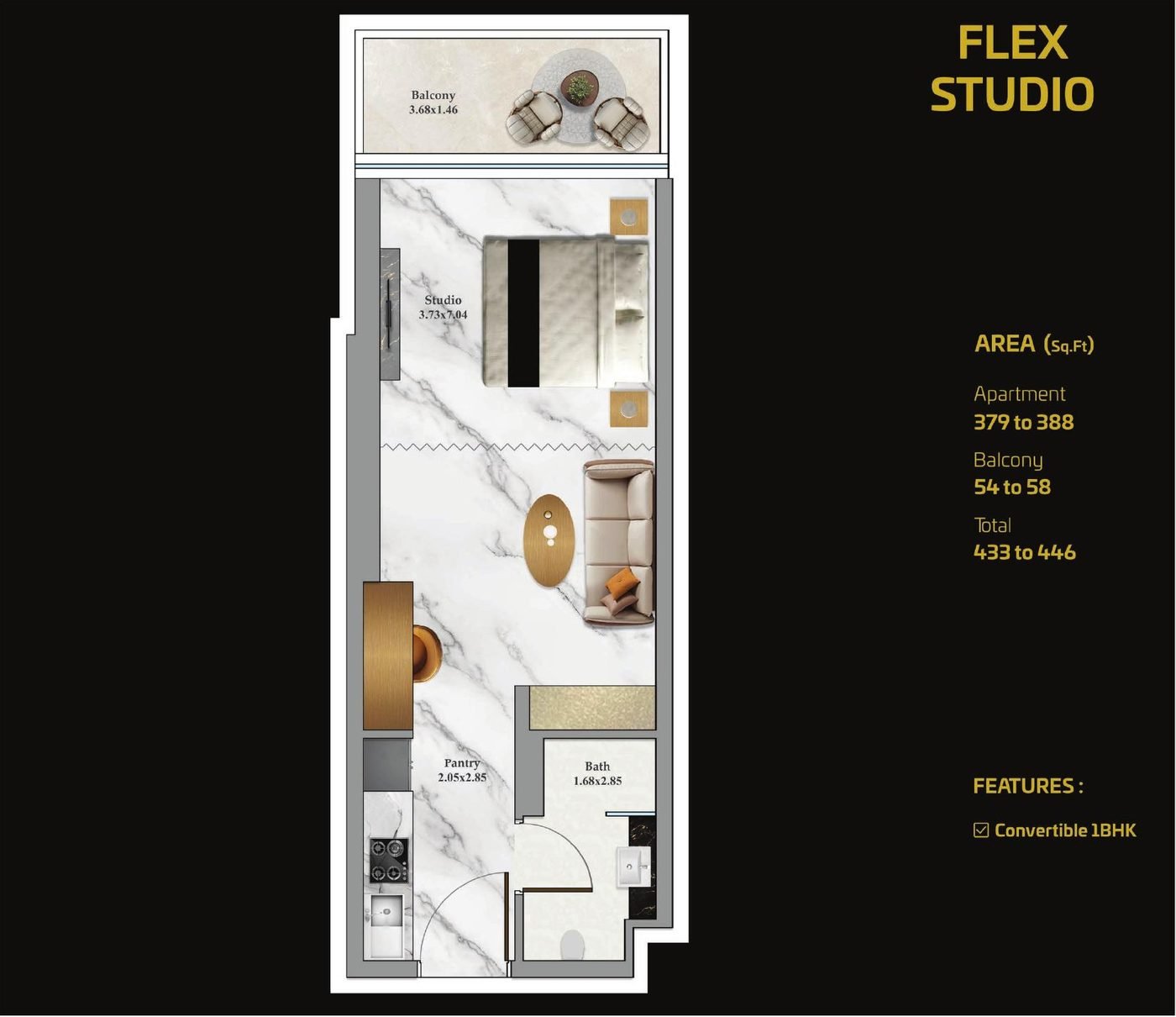 Flex Studio (convertible to 1 BHK)