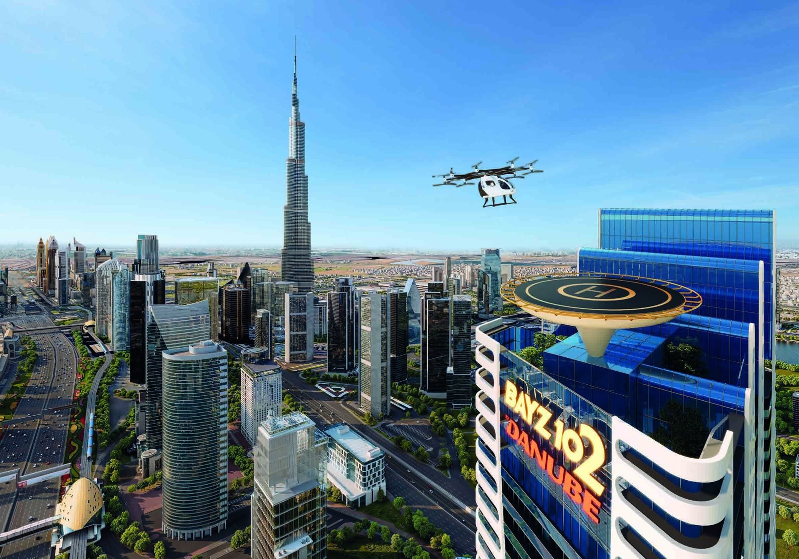Bayz 102 by Danube helipad for sky taxis