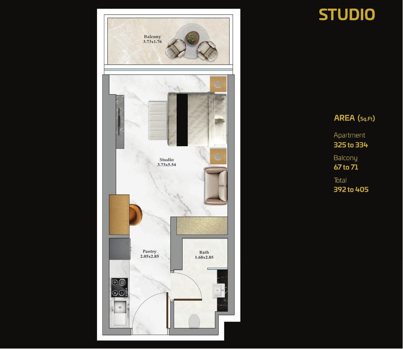 Bayz 102 by Danube: Luxury Furnished Apartments in Business Bay, Dubai — floor plan preview