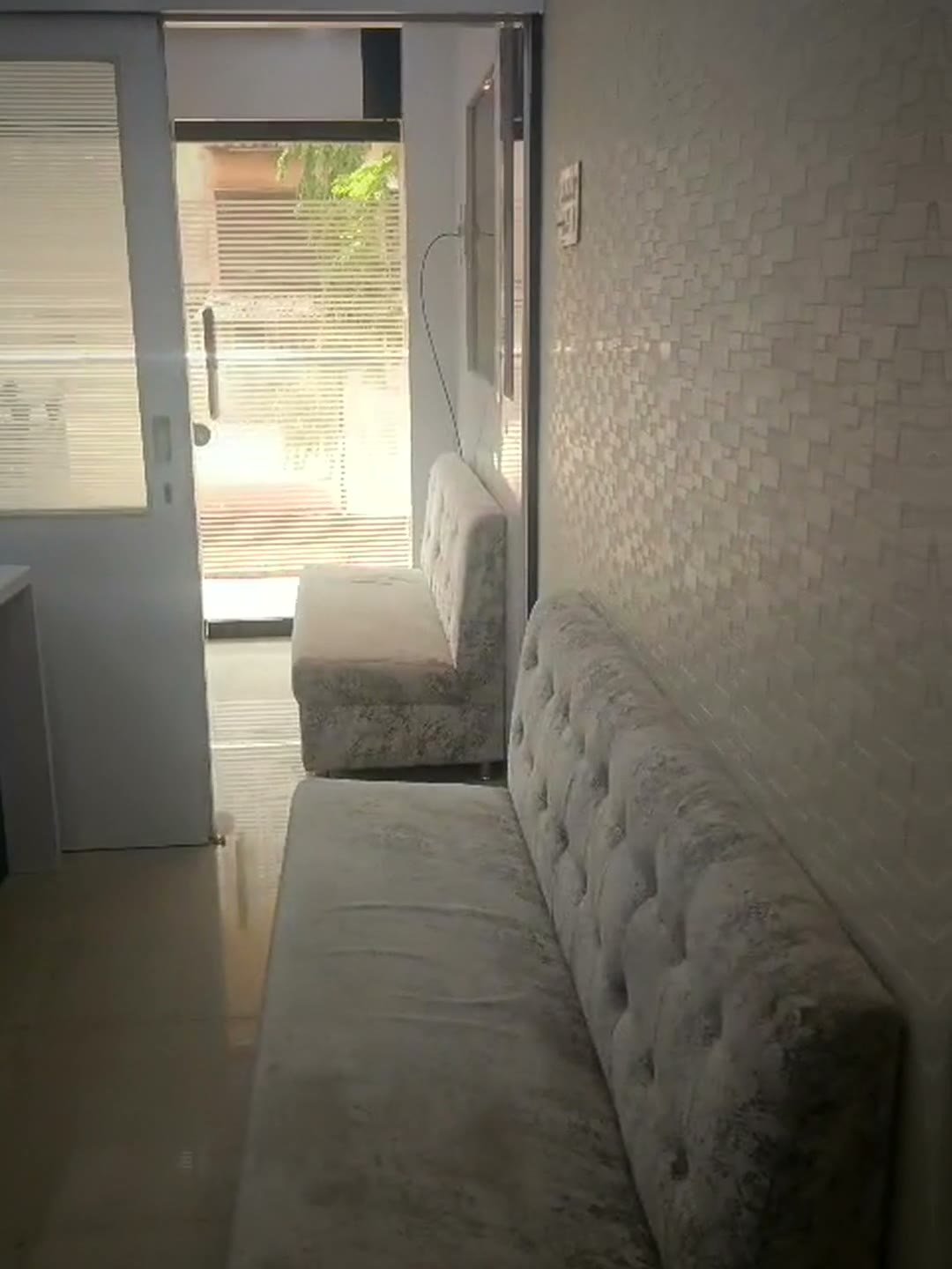 Sofa seating and entrance in furnished office for sale, Poonam Cluster 2, Mira Road East