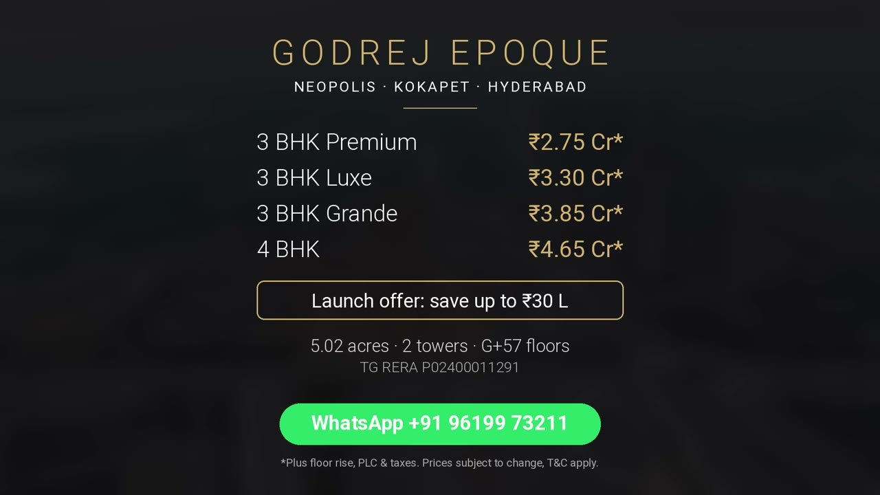3 BHK in Neopolis Kokapet: Godrej Epoque Flat Tour & Price