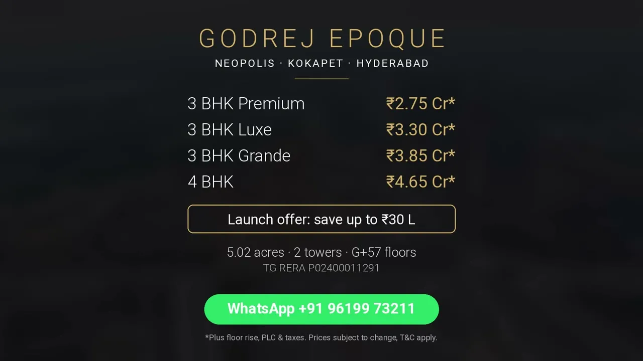 Godrej Epoque, Neopolis Kokapet: Site & Sample Flat Tour