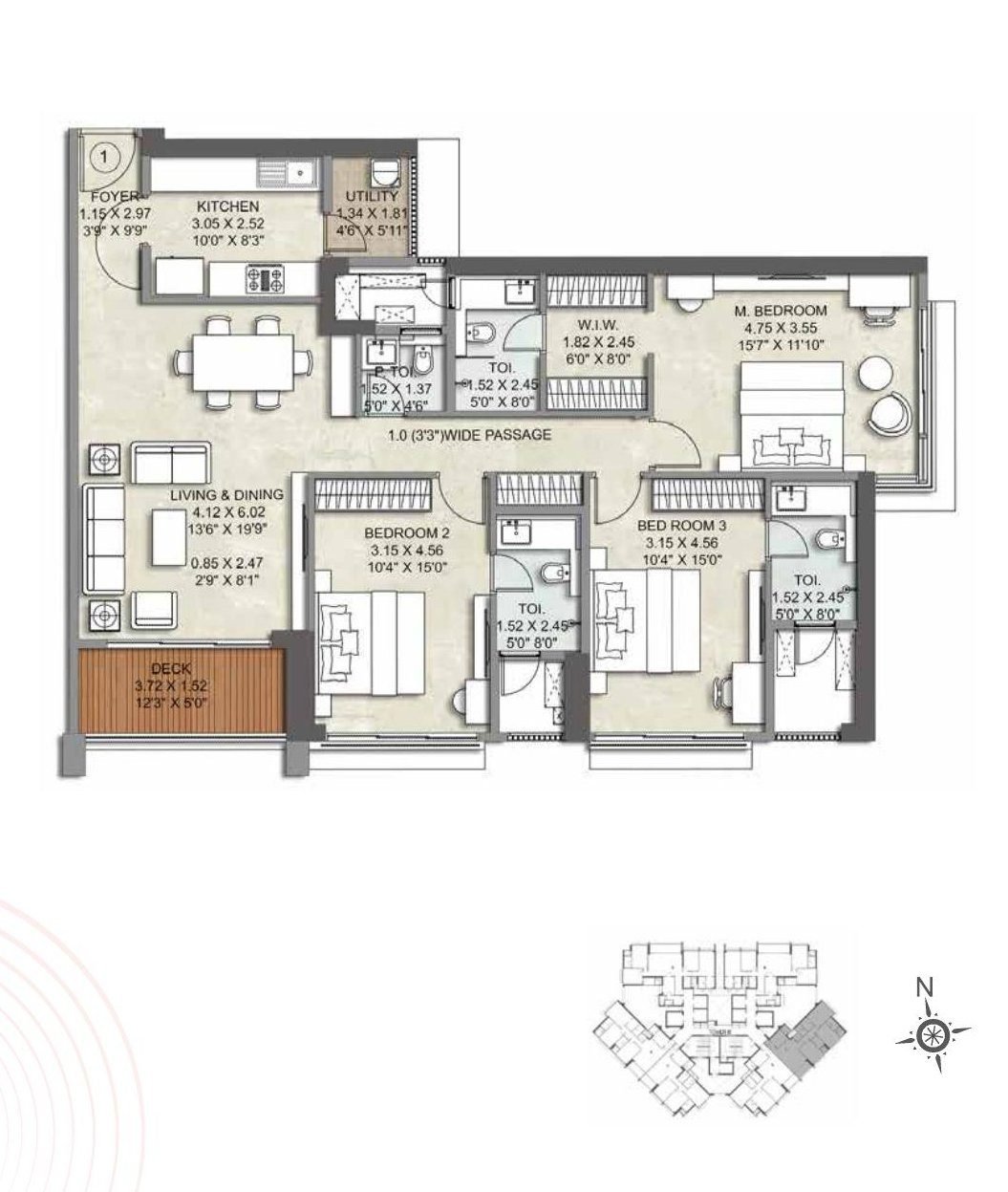 Kalpataru Advay, Borivali West: 3 & 4 BHK from ₹5.99 Cr — floor plan preview