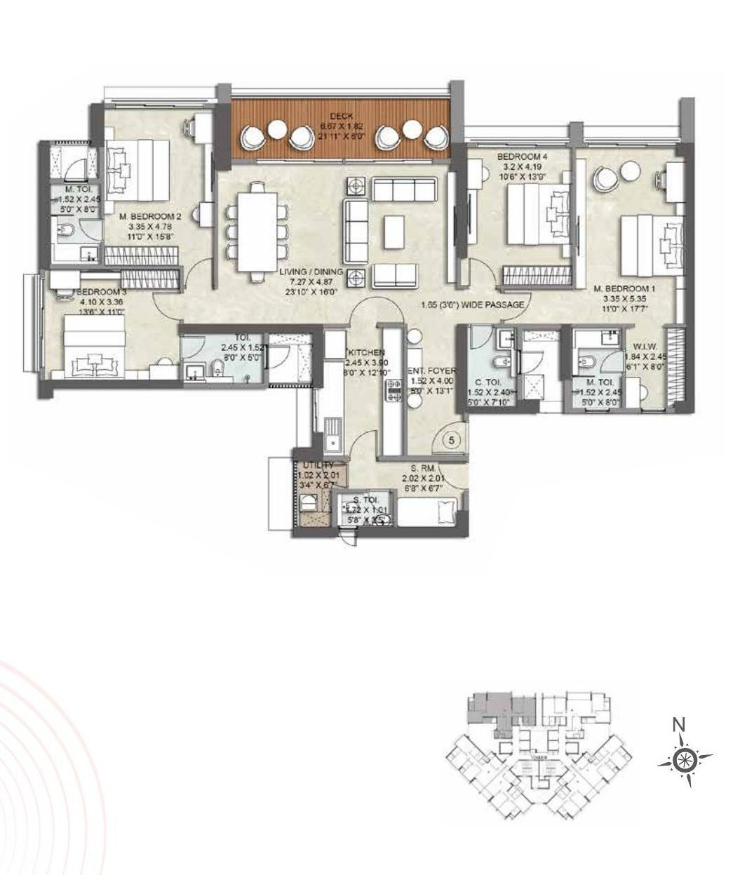 4 BHK with deck