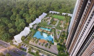 Kalpataru Estella Thane, podium and pool aerial view (artist's impression)